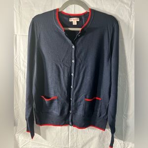 Midnight blue merino wool cardigan by Brooks Brothers